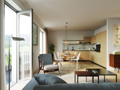 Die Musterwohnung erleichert die Vorstellung, wie eine eingerichtete Wohnung in diesem Objekt aussehen könnte